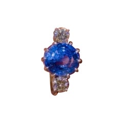 Natural Ceylon Sapphire 5.61ct Ring with VVS1 F Diamonds DSEF Certifie