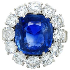 Natural Ceylon Sapphire and Diamond Lady Diana Ring
