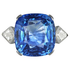 Natural Ceylon sapphire and diamond ring, circa 1950.
