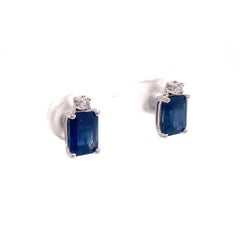 Natural Ceylon Sapphire Diamond Earrings 14 Karat Gold 2.13 TCW Certified