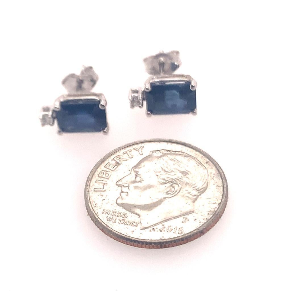 Natural Ceylon Sapphire Diamond Earrings 14 Karat Gold 2.13 TCW Certified In New Condition In Brooklyn, NY