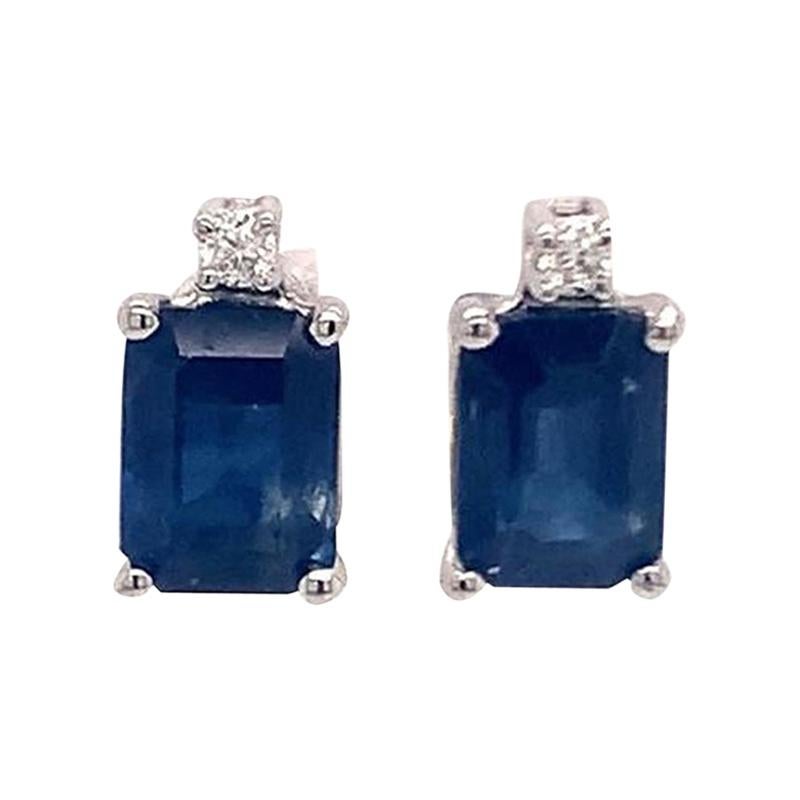 Natural Ceylon Sapphire Diamond Earrings 14 Karat Gold 2.13 TCW Certified