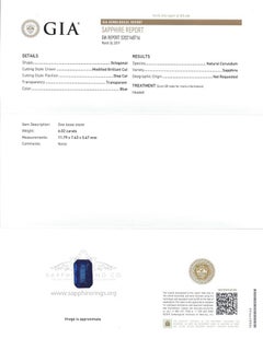 Natural Sapphire Ring, 6.02 Carat Emerald Cut GIA Certified