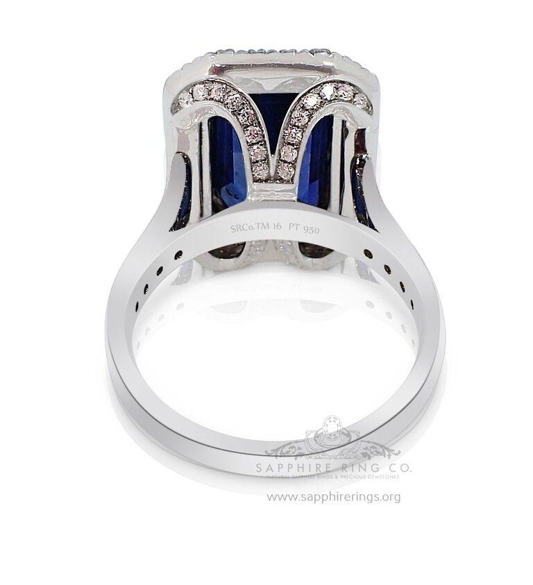 Natural Sapphire Ring, 6.02 Carat Emerald Cut GIA Certified For Sale 2