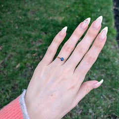 Bague solitaire en saphir naturel de Ceylan : or massif 14K, rond de 5 mm Bijoux fins