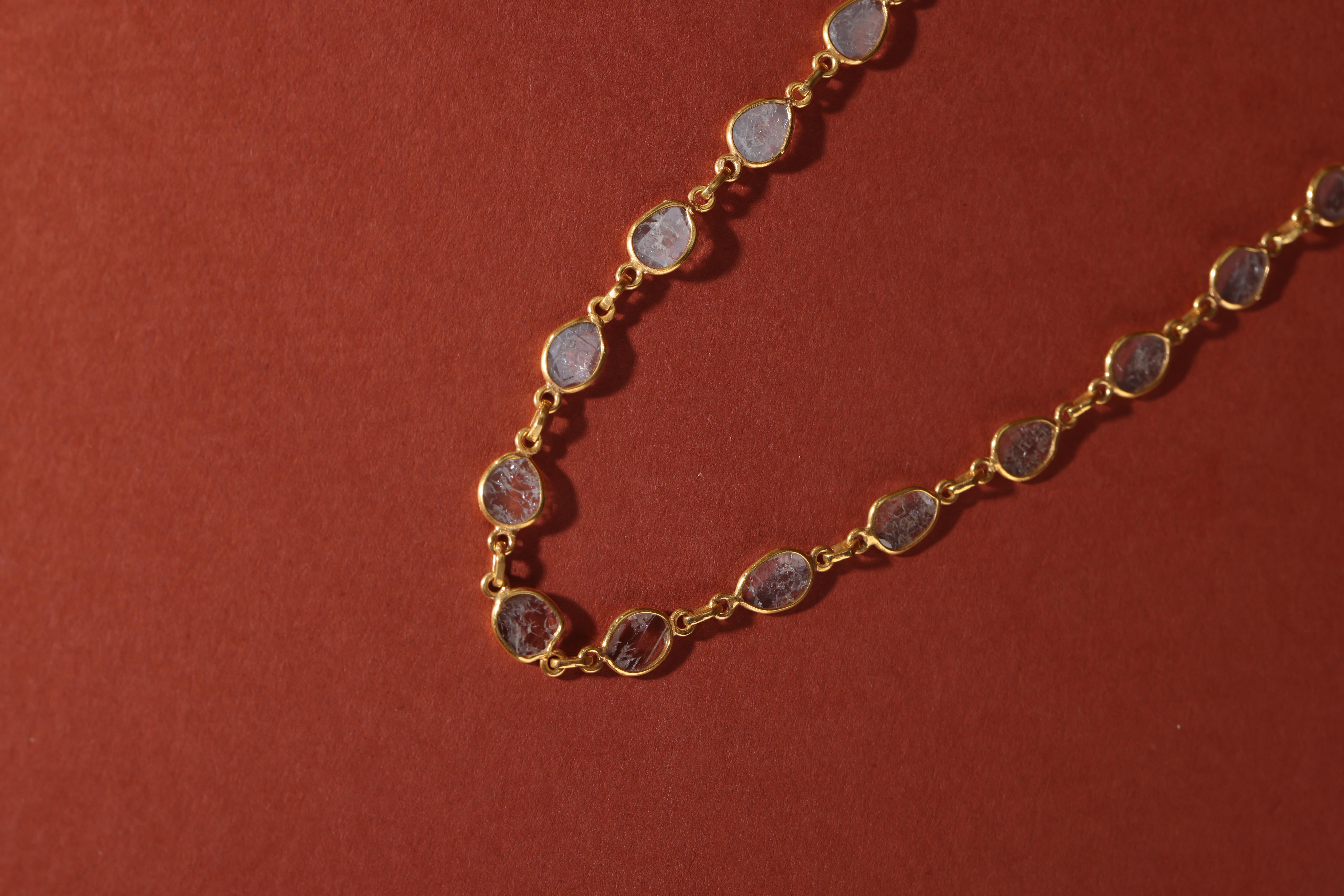 Collar de cadena natural con diamante 5,20 cts en oro de 18k Corte mixto en venta