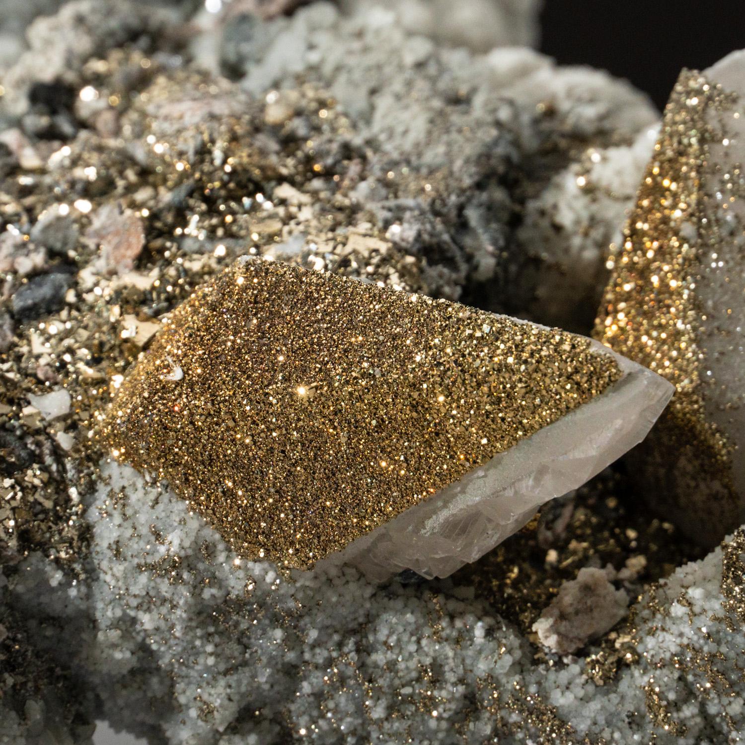 Contemporary Natural Chalcopyrite, Sphalerite, Pyrite and Calcite from Huaron, Peru For Sale