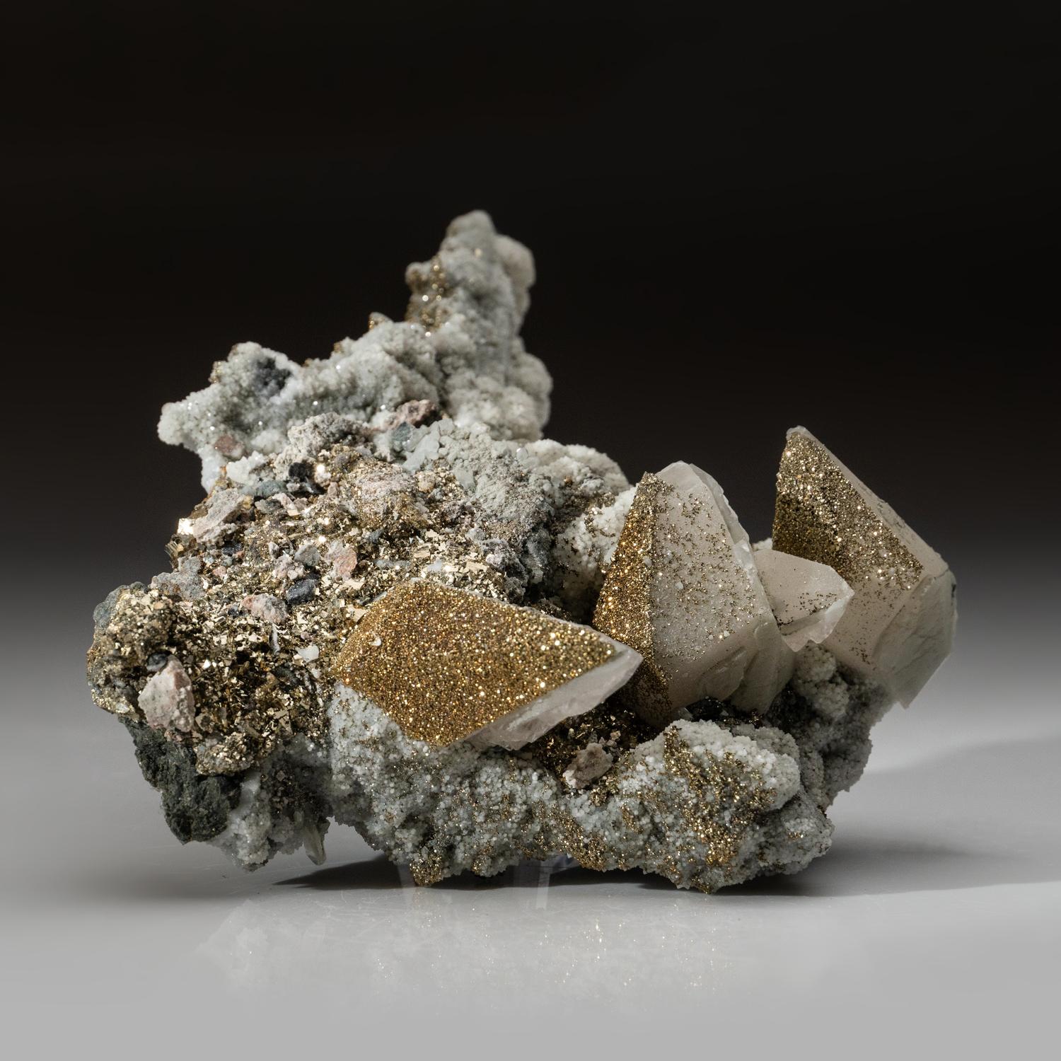 Natural Chalcopyrite, Sphalerite, Pyrite and Calcite from Huaron, Peru For Sale 3