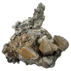 Natürlicher Chalcopyrit, Sphalerit, Pyrit und Calcite aus Huaron, Peru