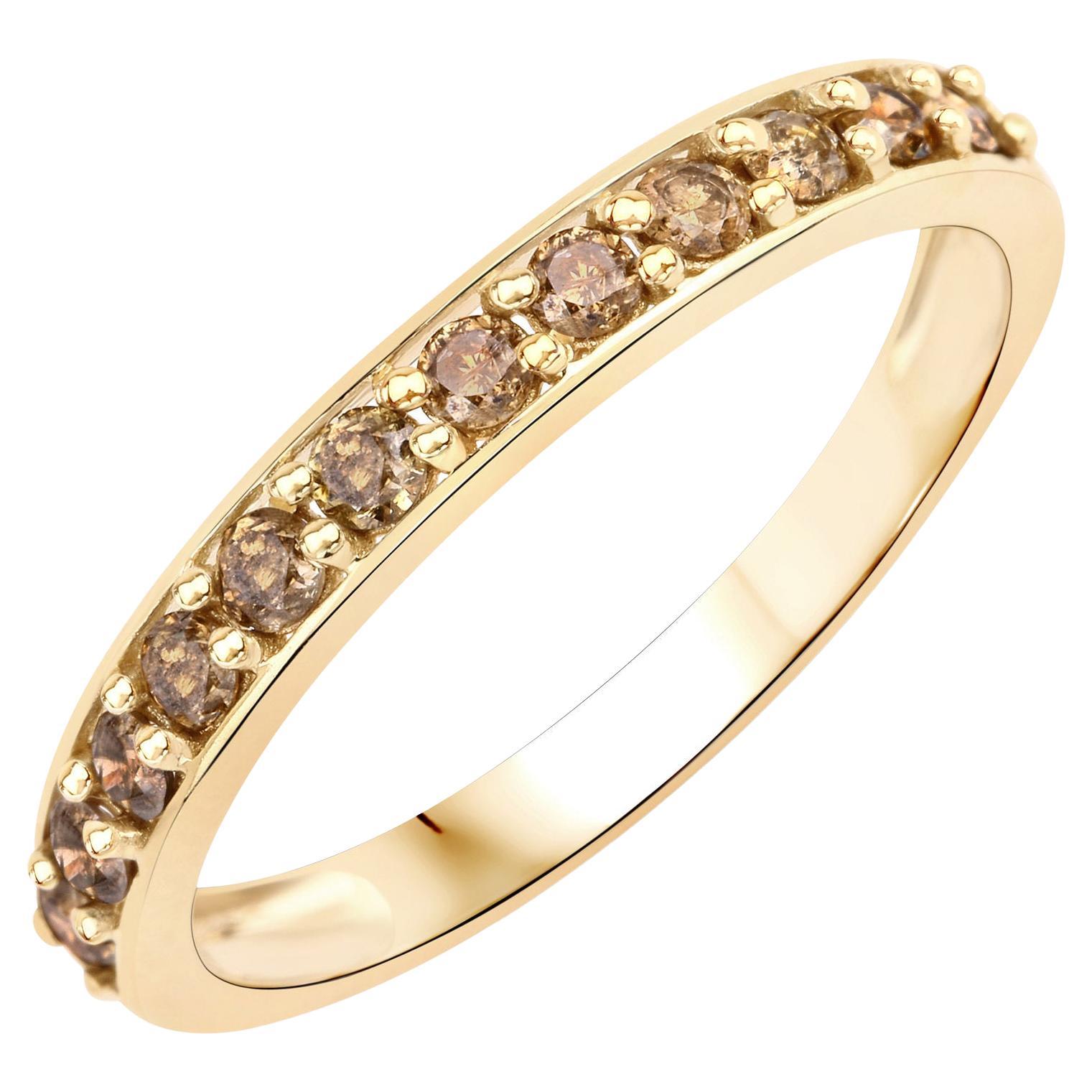 14K Yellow Gold 3/4 Ct Champagne, Yellow and White Diamond Woven