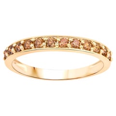 Natural Champagne Diamond Half Eternity Band 14K Yellow Gold
