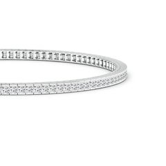 Natural Channel-Set Princess-Cut 3.17ct Diamond Tennis Bracelet in 14K Gold