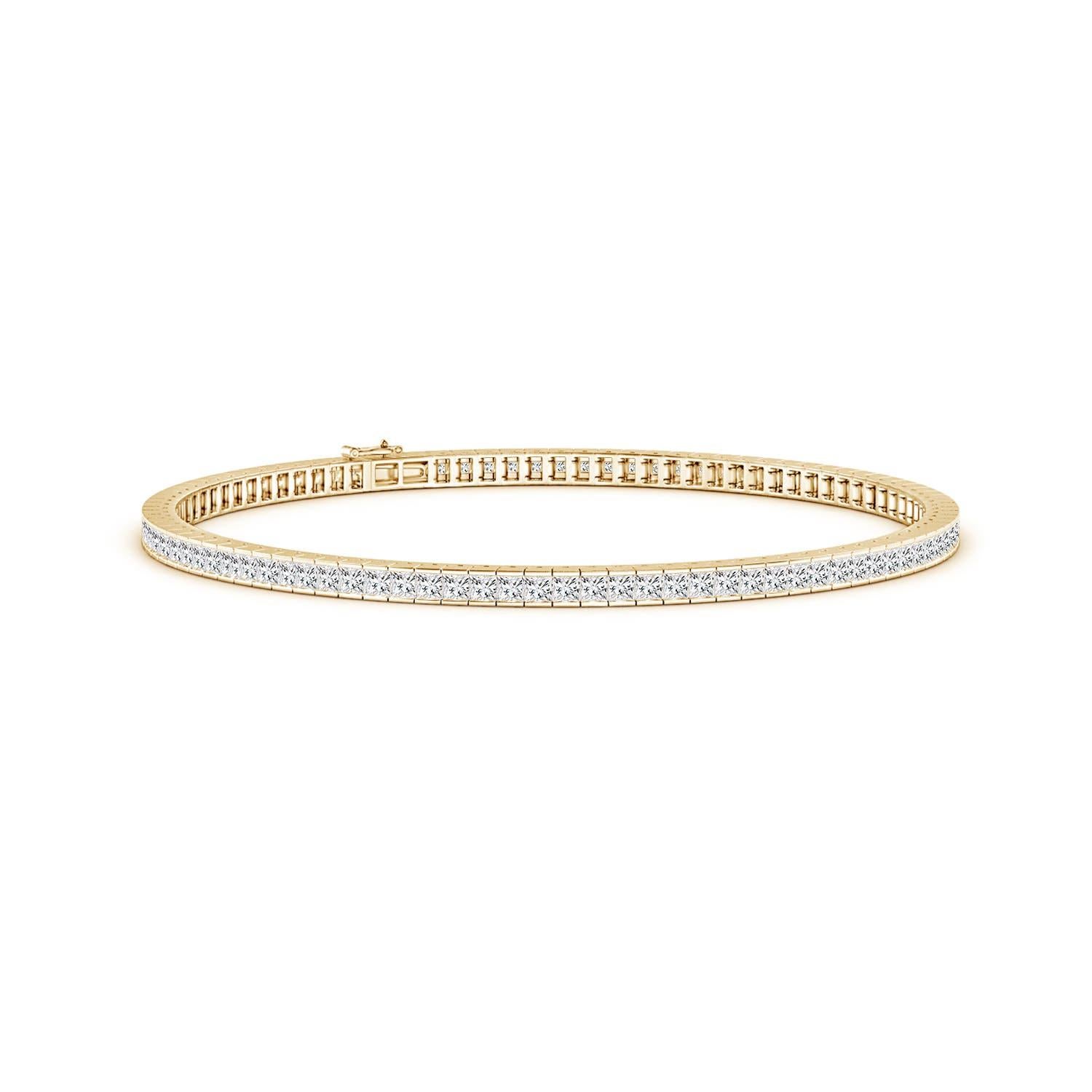 Bracelet tennis en or 14 carats avec diamant naturel taille princesse de 3,17 ct. Pour femmes en vente