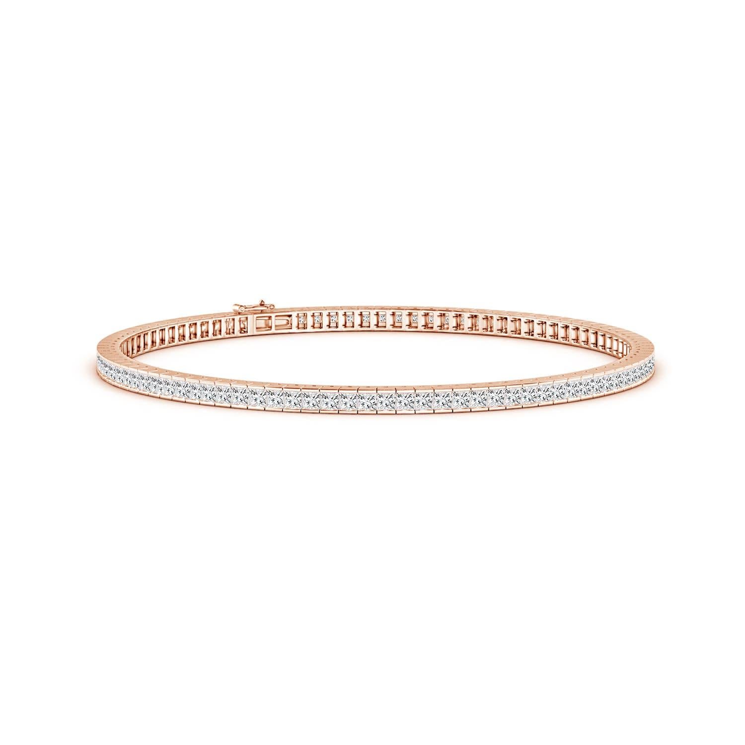 Bracelet tennis en or 14 carats avec diamant naturel taille princesse de 3,17 ct. en vente 1