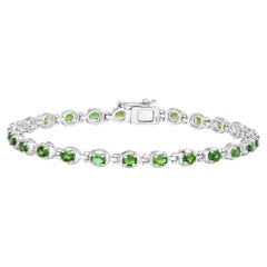 Natural Chrome Diopside Tennis Bracelet 4 Carats Sterling Silver