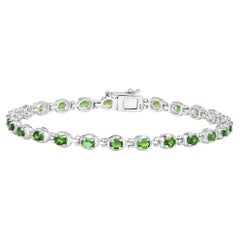 Natural Chrome Diopside Tennis Bracelet 4 Carats Sterling Silver