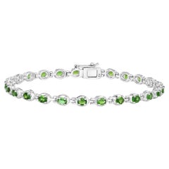 Natural Chrome Diopside Tennis Bracelet 4 Carats Sterling Silver