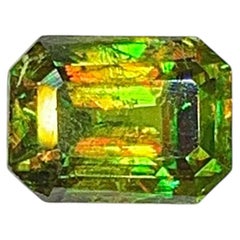 Natural Chrome Sphene (Titanite) 1.00 Carat – Emerald Cut Rainbow Fire