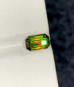 Natural Chrome Sphene Titanite Gemstone: 1.33 Carat Emerald Cut June Birthstone