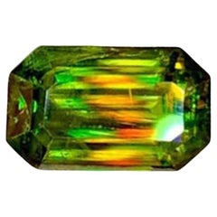 Natural Chrome Sphene Titanite Gemstone: 1.33 Carat Emerald Cut June Birthstone