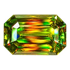 Natural Chrome Sphene (Titanite) Gemstone 1.33 Carat – Emerald Cut Rainbow Fire