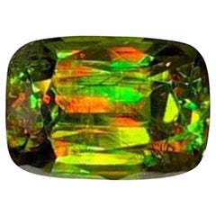 Natural Chrome Sphene Titanite Gemstone: 1.35 Carat Cushion Cut June Birthstone