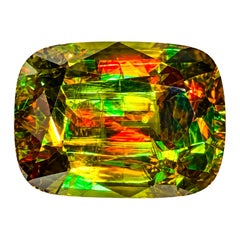 Natural Chrome Sphene (Titanite) Gemstone 1.35 Carat – Cushion Cut Rainbow Fire