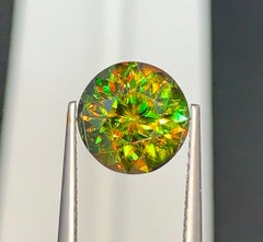 Natural Chrome Sphene Titanite Gemstone: 3.10 Carat Round Cut June Birthstone