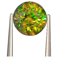 Natural Chrome Sphene Titanite Gemstone: 3.10 Carat Round Cut June Birthstone