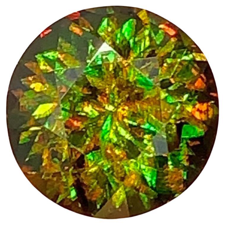 Natural Chrome Sphene Titanite Gemstone: 4.80 Carat Round Cut June Birthstone