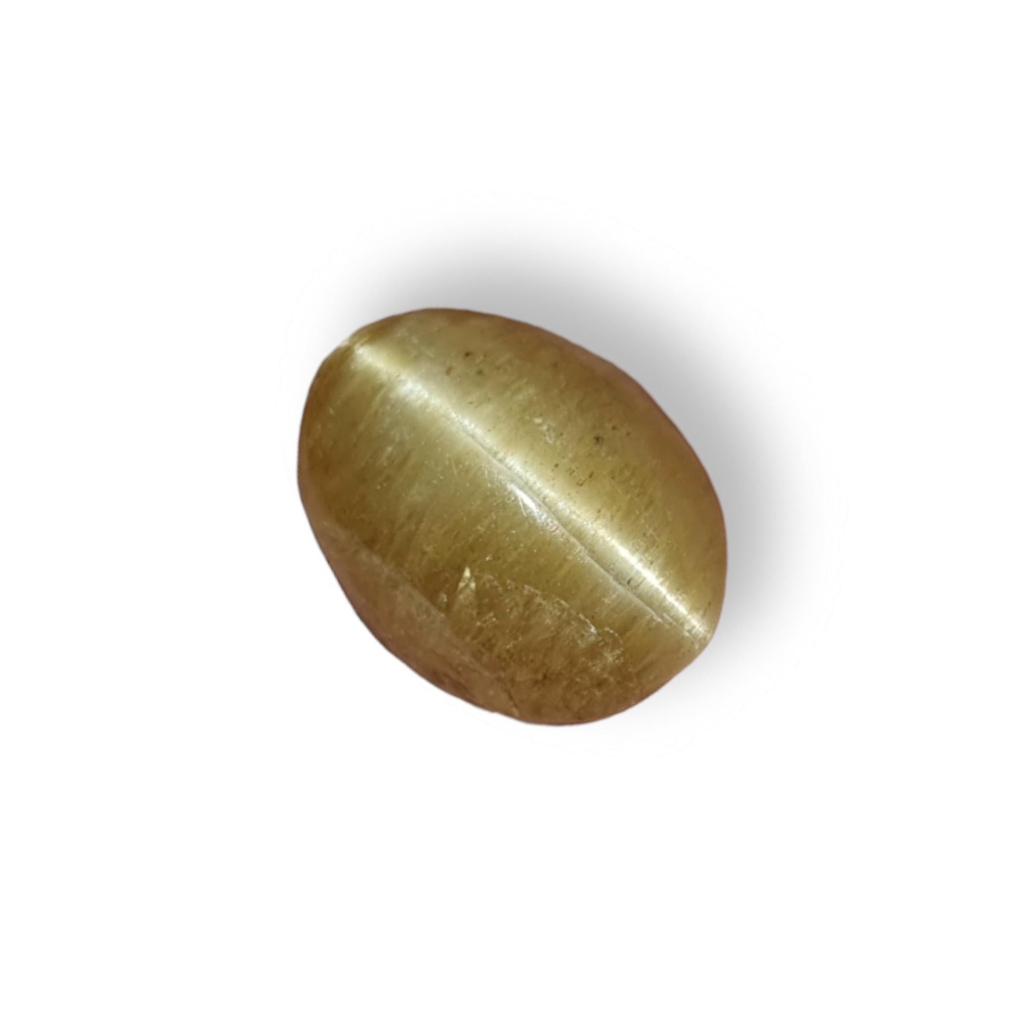 Gemstone - Cat's eye
Mineral class - Chrysoberyl
Transparency - Translucent
Color - Yellow
Shape - Oval
Carat - 15.10 Ct
Size - 15 mm × 11 mm × 8 mm