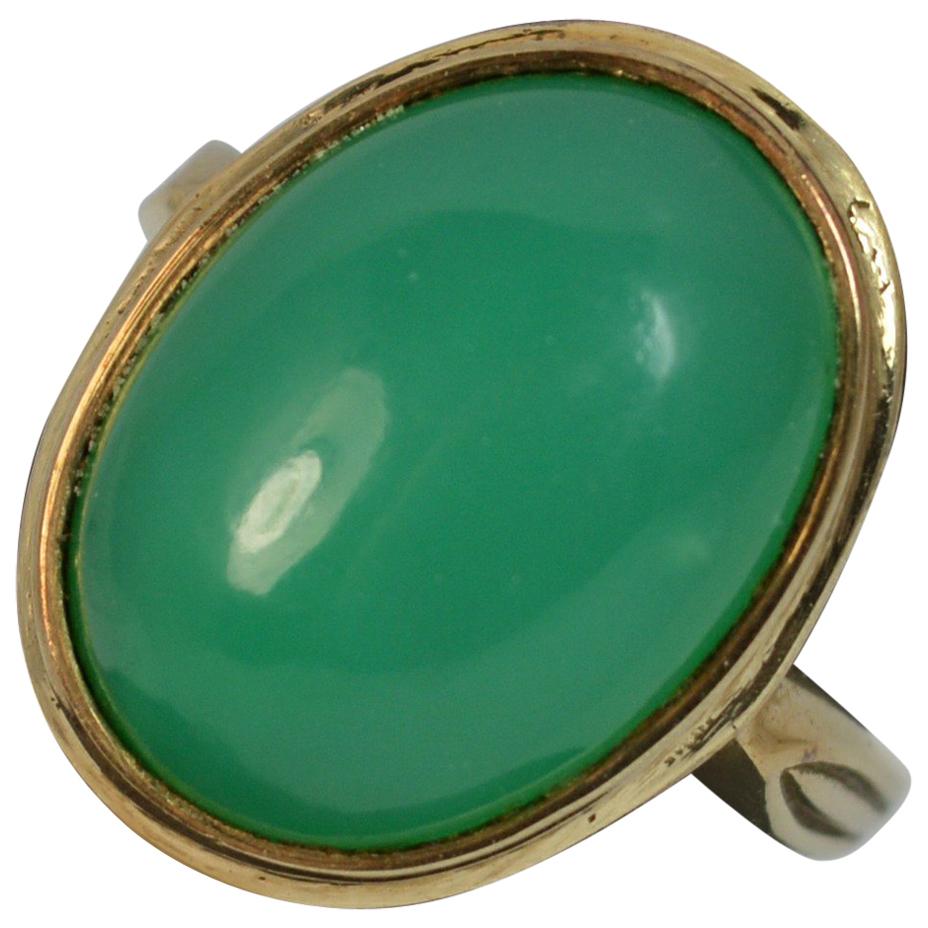 Natural Chrysoprase and 9 Carat Gold Statement Ring