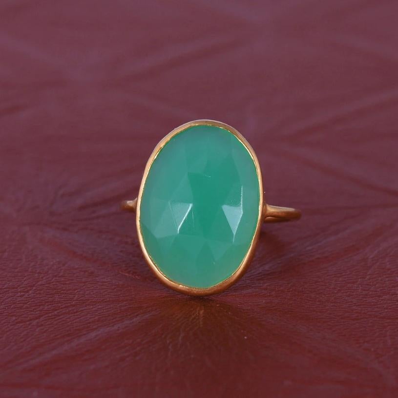 Bague en chrysoprase naturelle or 18K Neuf - En vente à jaipur, IN