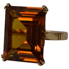 Natural Citrine and 18 Carat Gold Statement Solitaire Ring