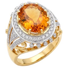 Natural Citrine 3.60cts & Diamond 1.0cts Ring in 18k Gold