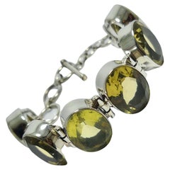 Bracelet réglable en argent sterling avec 6 pierres en citrine naturelle de 0,925 carat
