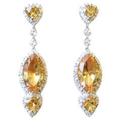 Natural Citrine 7.55cts & Diamond 0.79cts Earring in 18k Gold