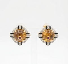 Natural Citrine 8.05CTS & Diamond 0.30CTS Earring in 14k Gold
