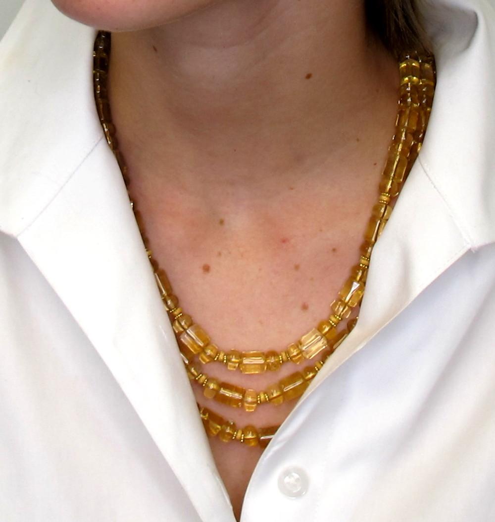 Collier de perles de citrine à plusieurs rangs en or jaune 14 carats et 18 carats en vente 3