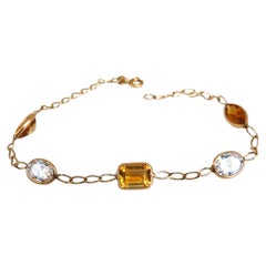 Natural Citrine and Cz Yard Link Bracelet 14kt