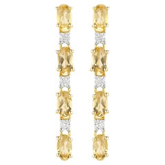 Pendants d'oreilles en citrine naturelle et topaze blanche 1,84 carat au total