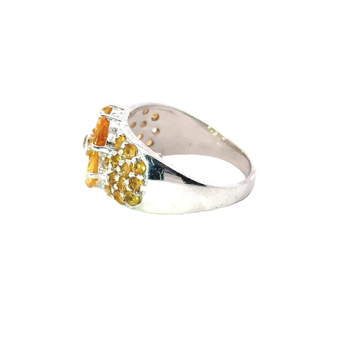 For Sale:  Natural Citrine Birth Flower Cluster Ring in 925 Silver Fine Jewelry for Mom 5