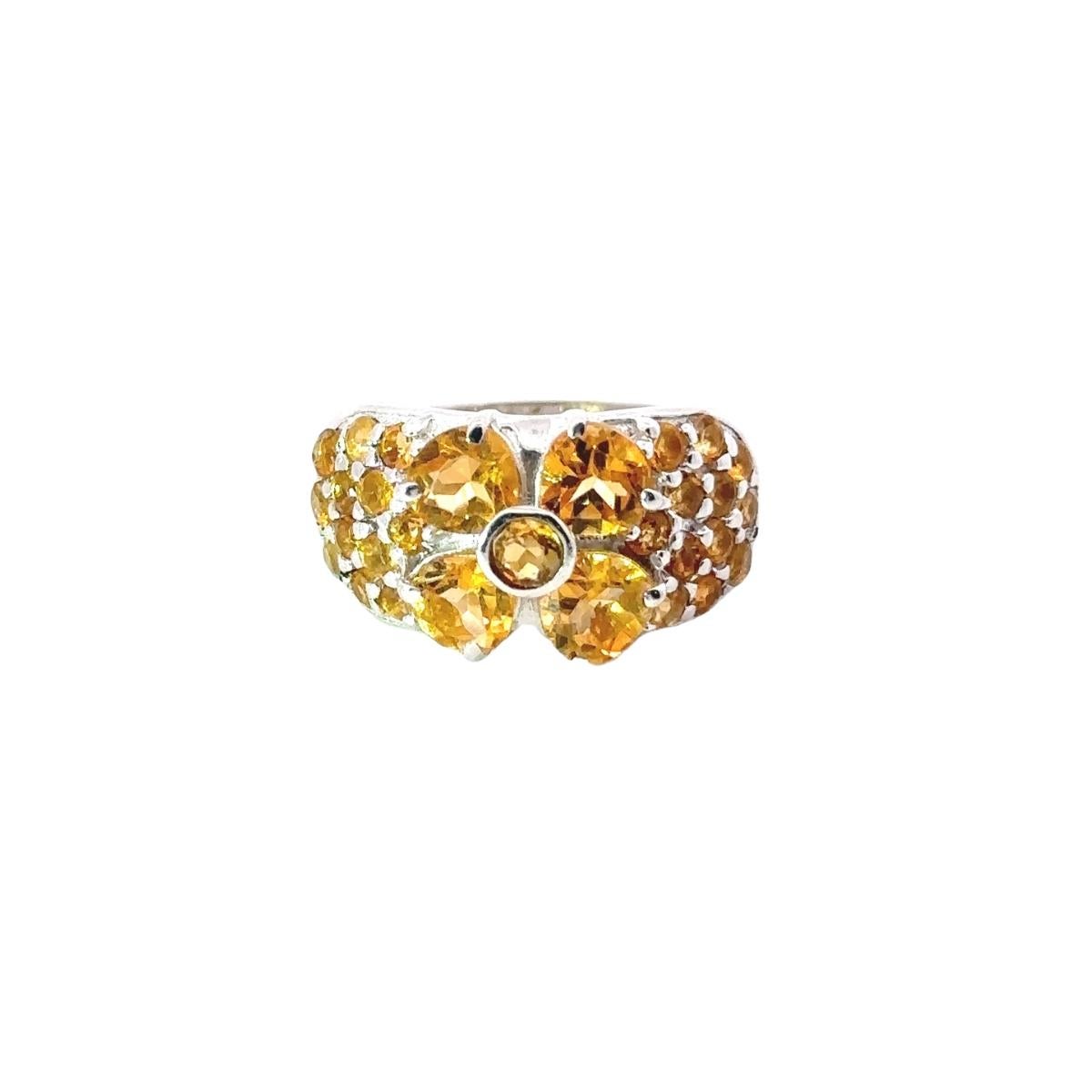 For Sale:  Natural Citrine Birth Flower Cluster Ring in 925 Silver Fine Jewelry for Mom 6