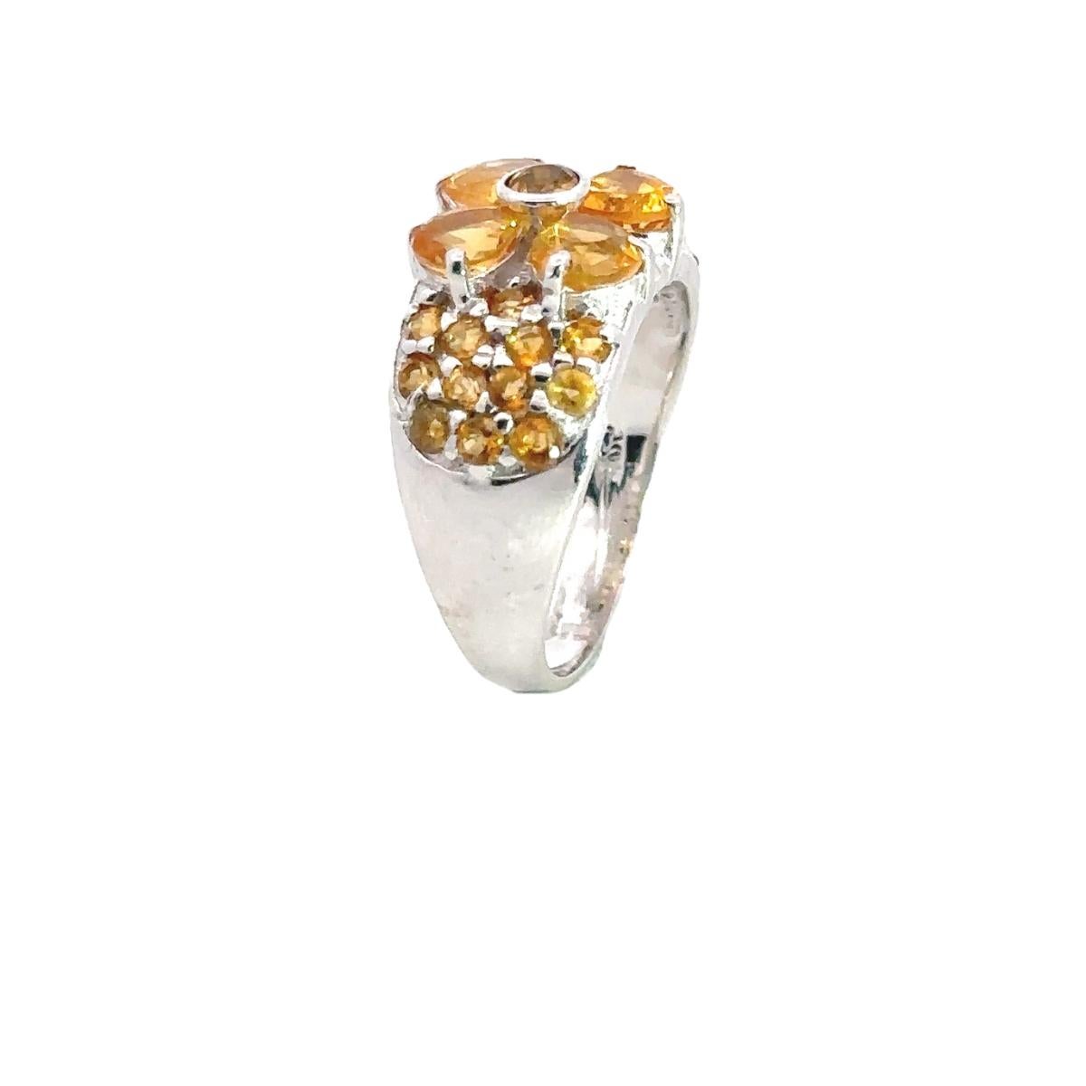 For Sale:  Natural Citrine Birth Flower Cluster Ring in 925 Silver Fine Jewelry for Mom 9
