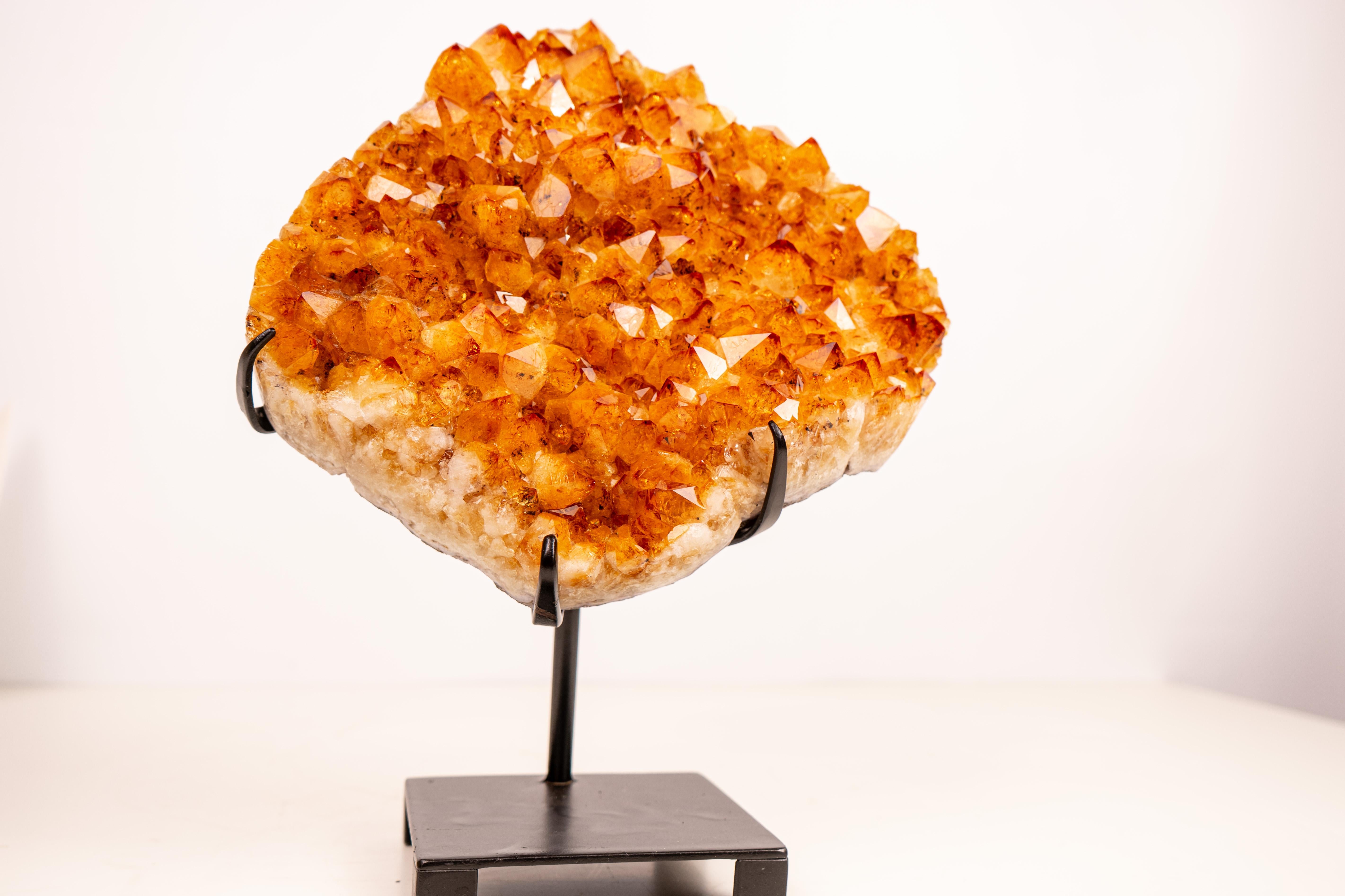Cluster di Citrino naturale con Druzy arancione di grado AAA su piedistallo in vendita 4