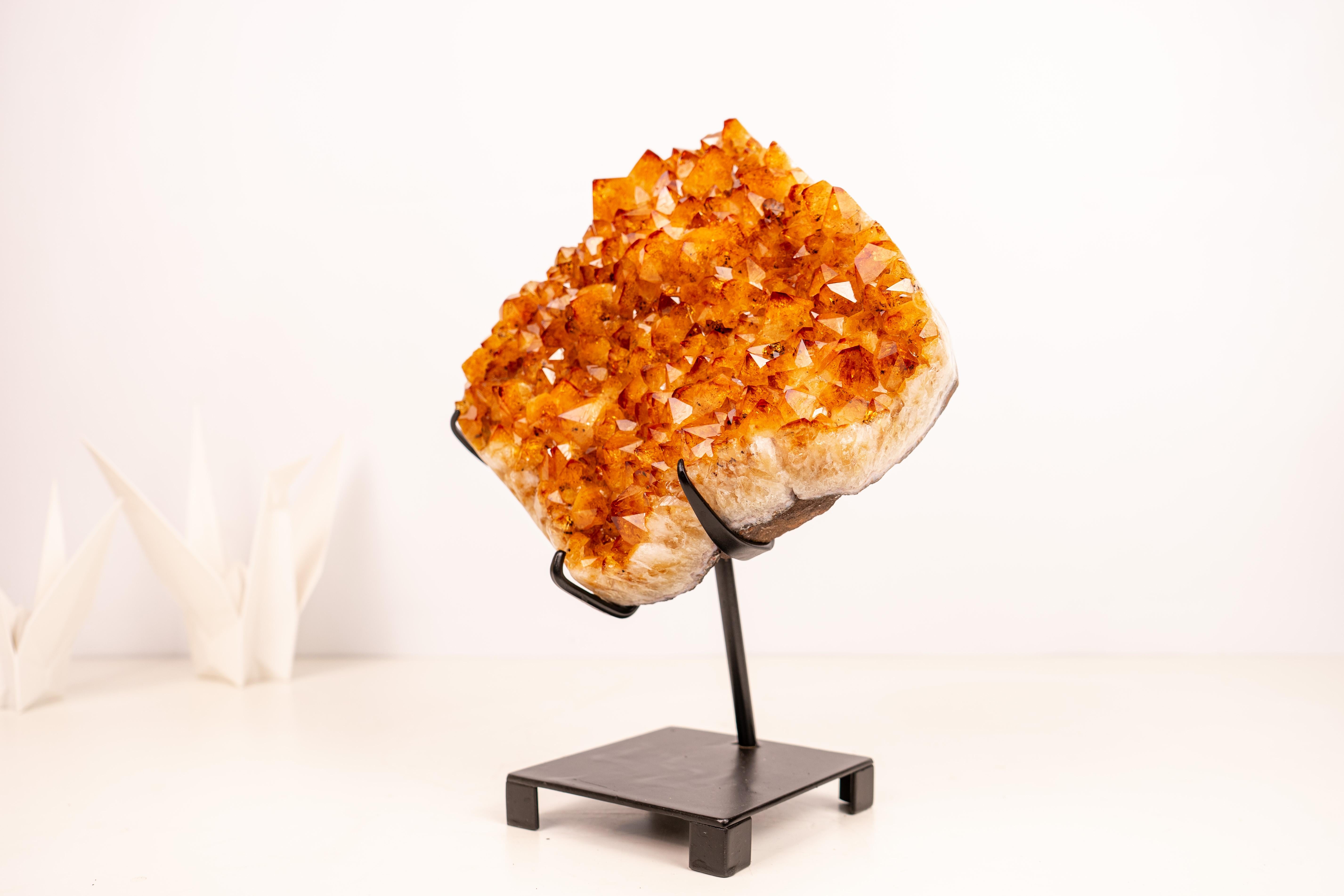 Cluster di Citrino naturale con Druzy arancione di grado AAA su piedistallo In condizioni Nuovo in vendita a Ametista Do Sul, BR