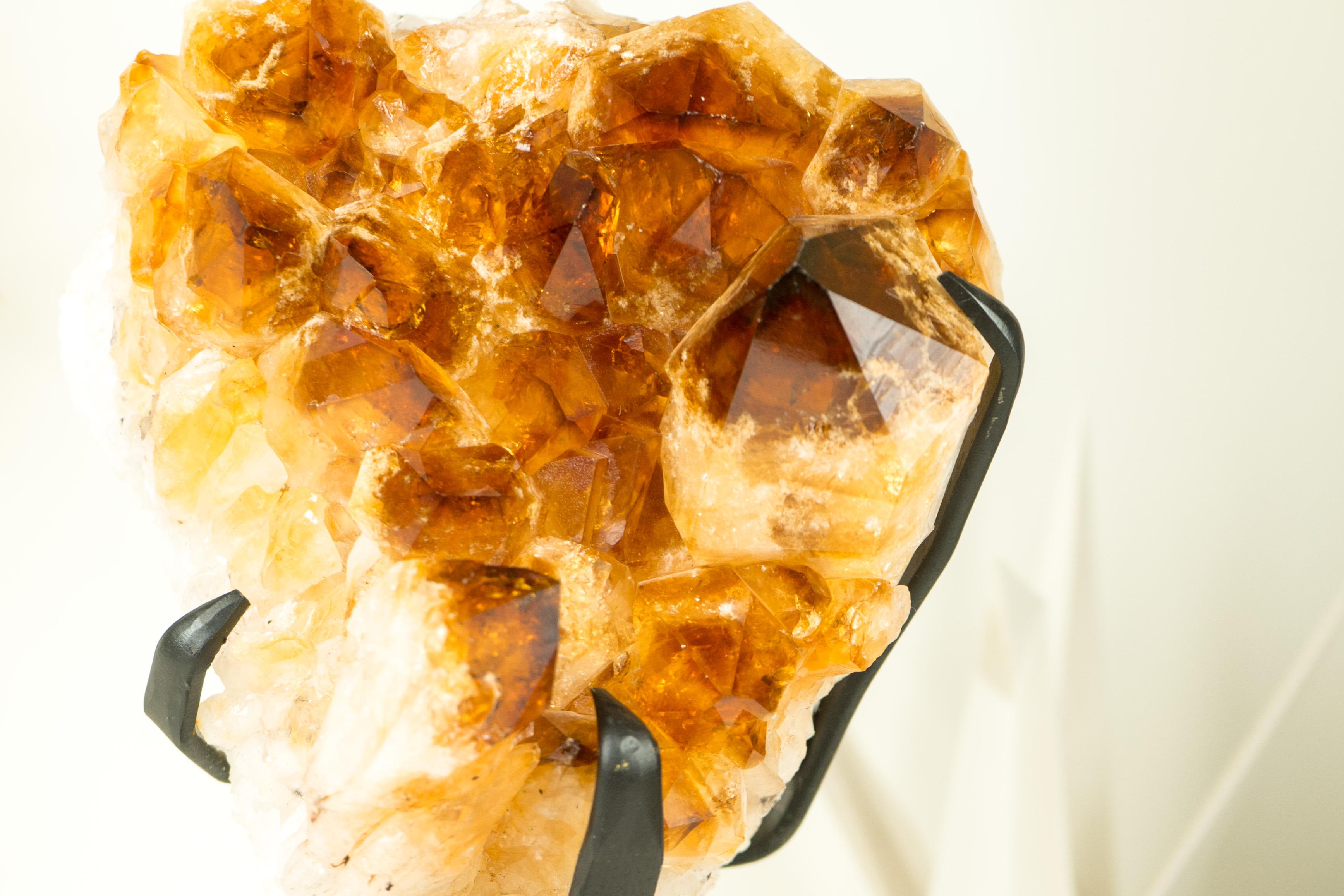 Contemporary Natural Citrine Cluster with AAA Large Madeira Orange Citrine Druzy For Sale