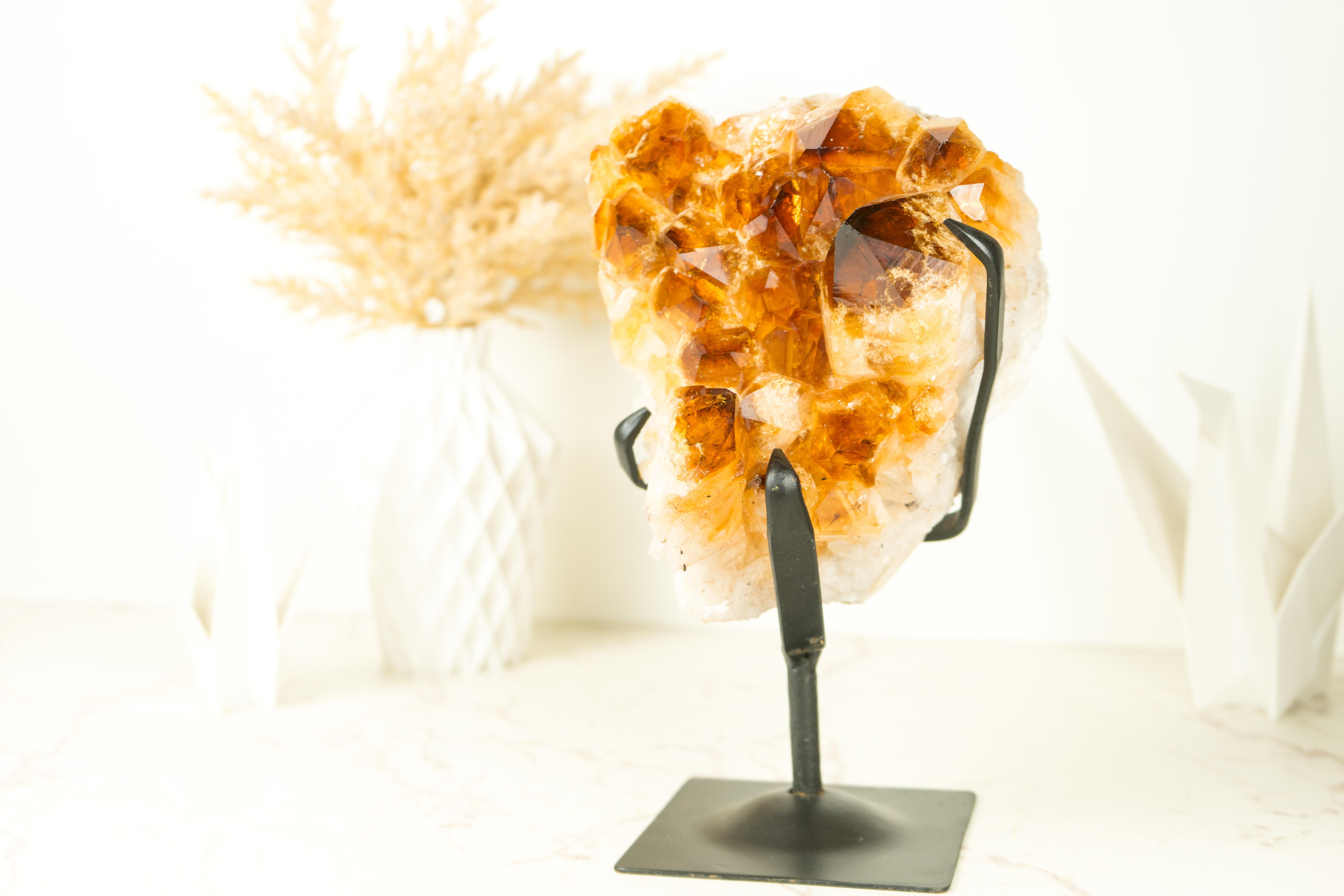 Natural Citrine Cluster with AAA Large Madeira Orange Citrine Druzy For Sale 1