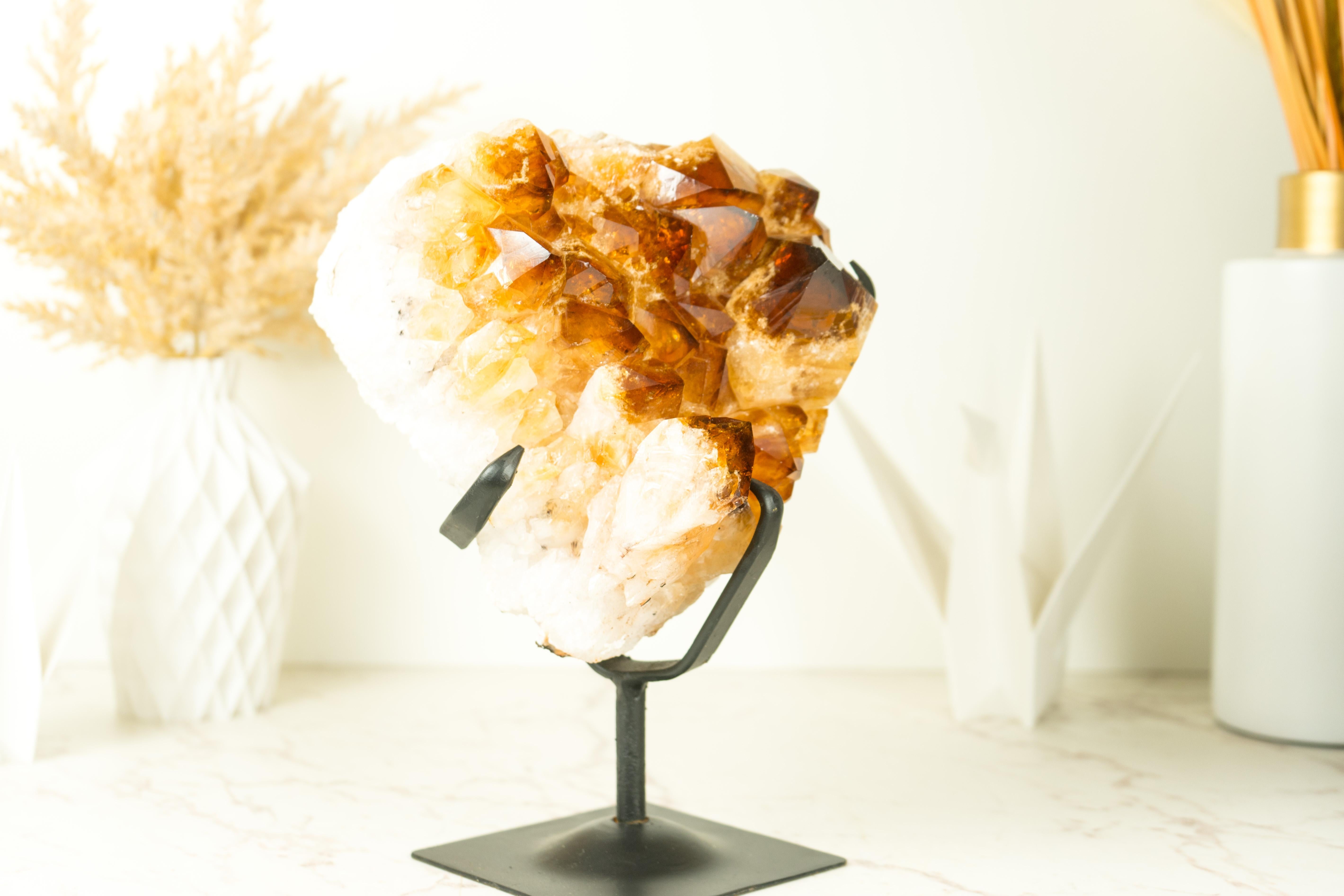 Natural Citrine Cluster with AAA Large Madeira Orange Citrine Druzy For Sale 2