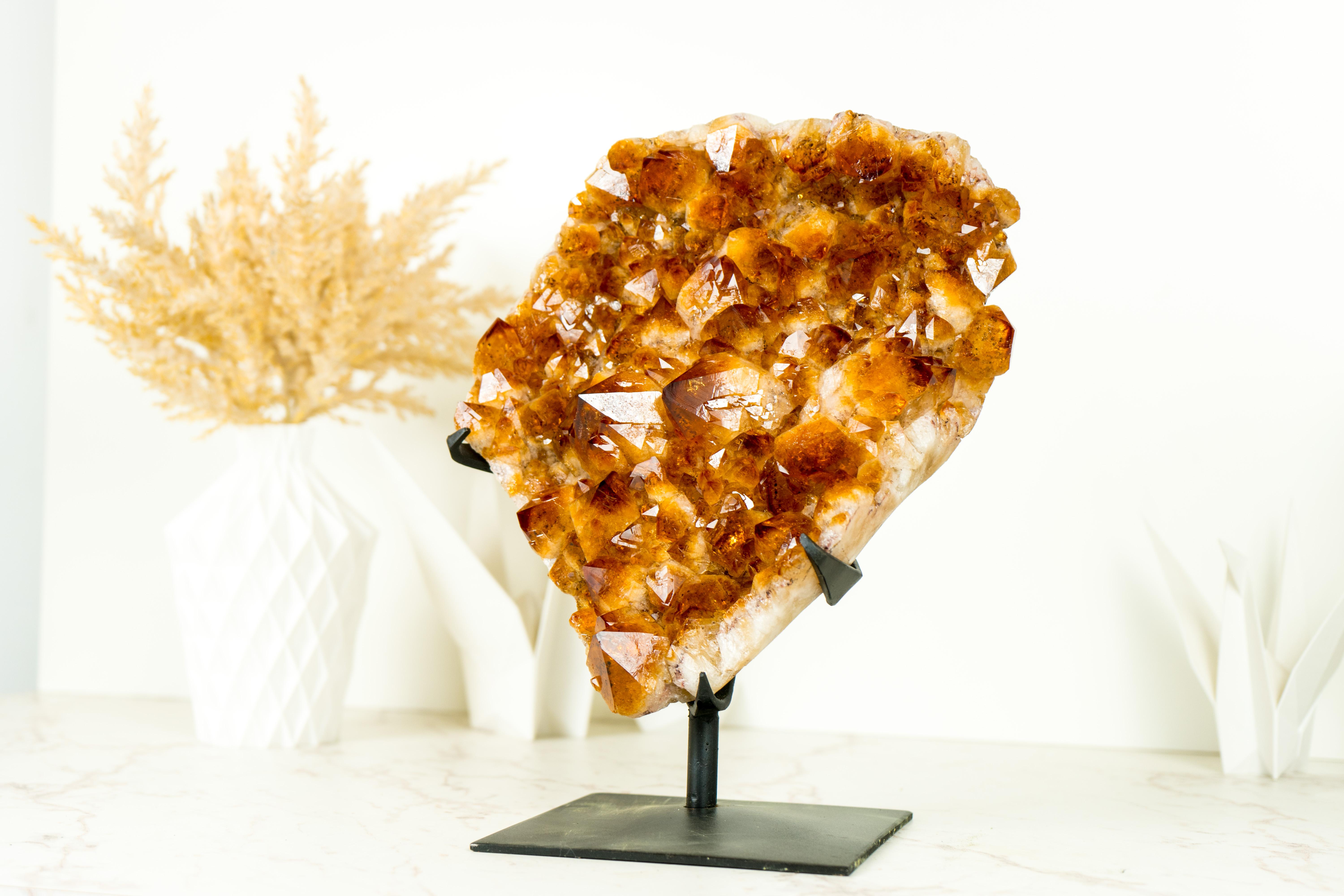 Natural Citrine Cluster with AAA, Large Madeira Orange Citrine Druzy on Stand For Sale 5